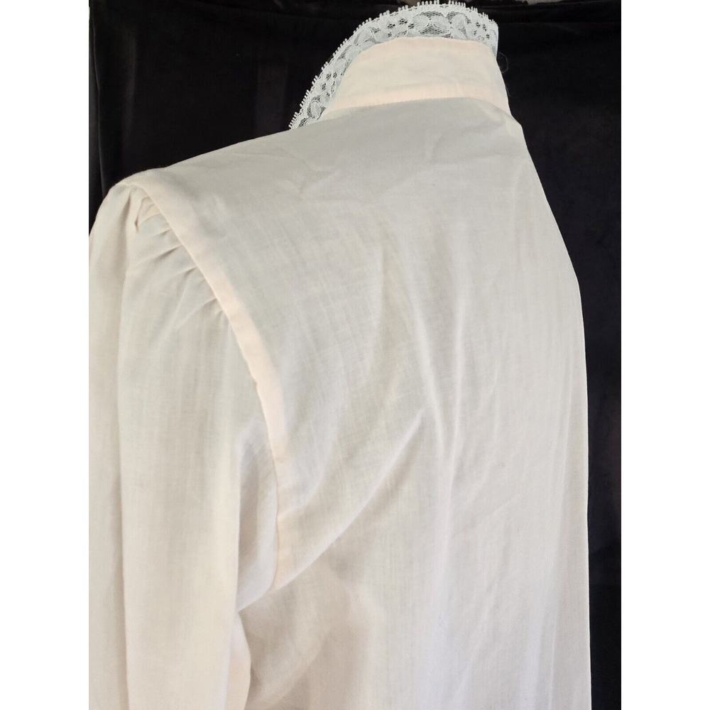 Vintage‎ 80s Womens Honors Lg Pink Lace Collar Button Up Blouse Romantic Cottage - Picture 9 of 16